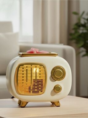 Cream and Gold Portable Bluetooth Speaker - Retro Design